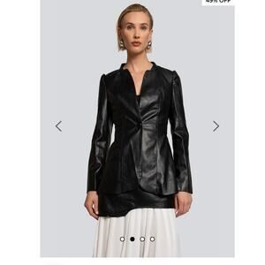 GLORY CONNECTION AMANDA BUTTONED SCULPTED SILHOUETTE LEATHER BLAZER